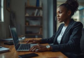 Business owner reviewing a WordPress dashboard on a laptop during monthly website maintenance